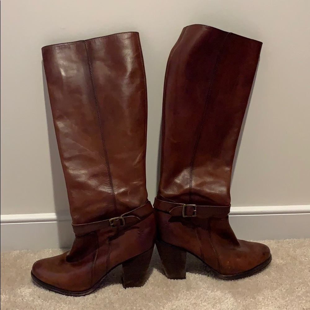 Frye Patty Riding Tall Boot. Color is redwood.